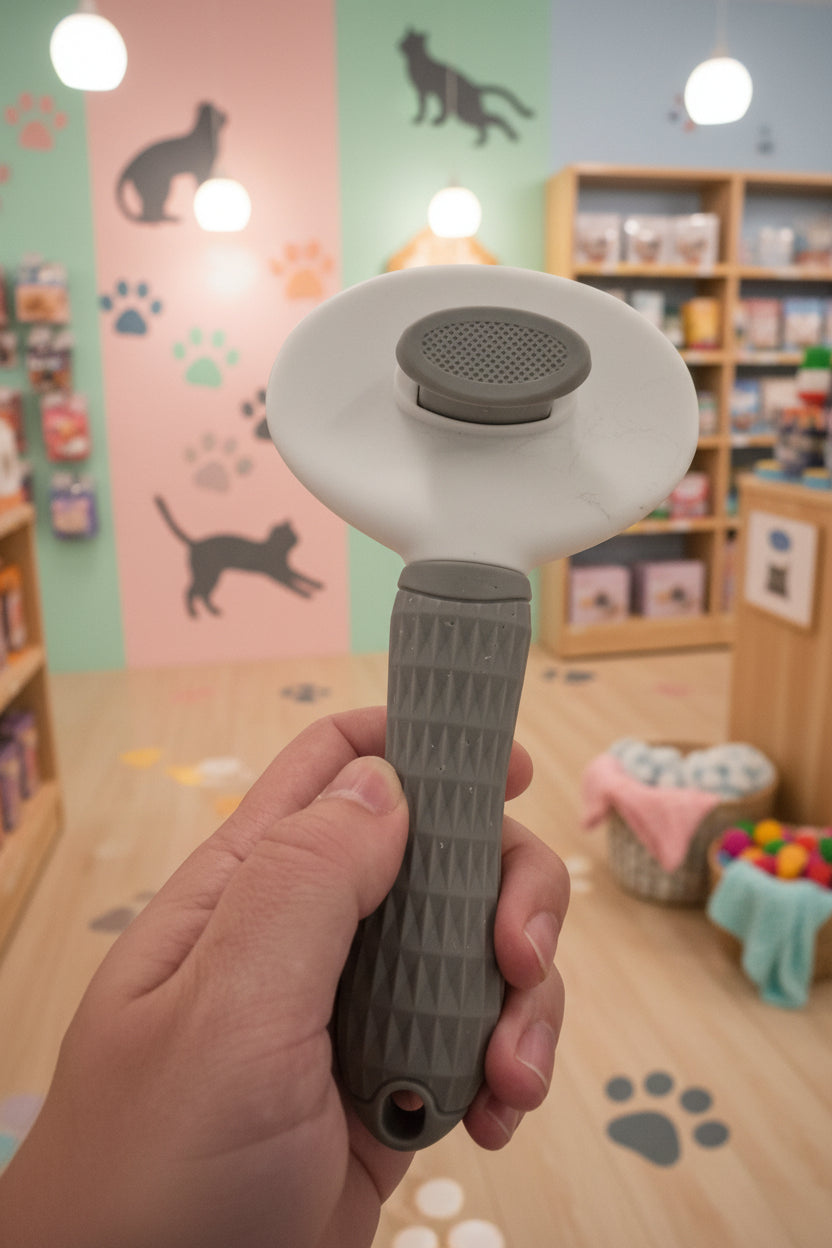 CozyPaw self-cleaning cat brush with soft silicone bristles